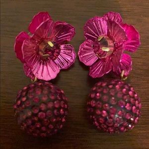 JCrew x Lele Sadoughi pink flower crystal earrings